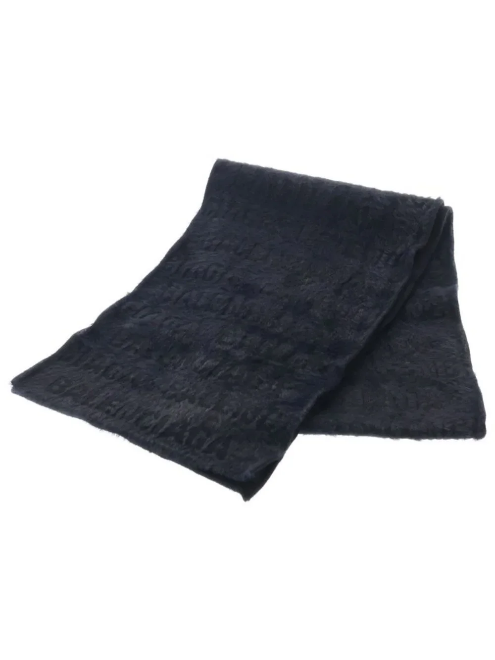 Balenciaga Scarf Logo All Over Pattern Wool Black